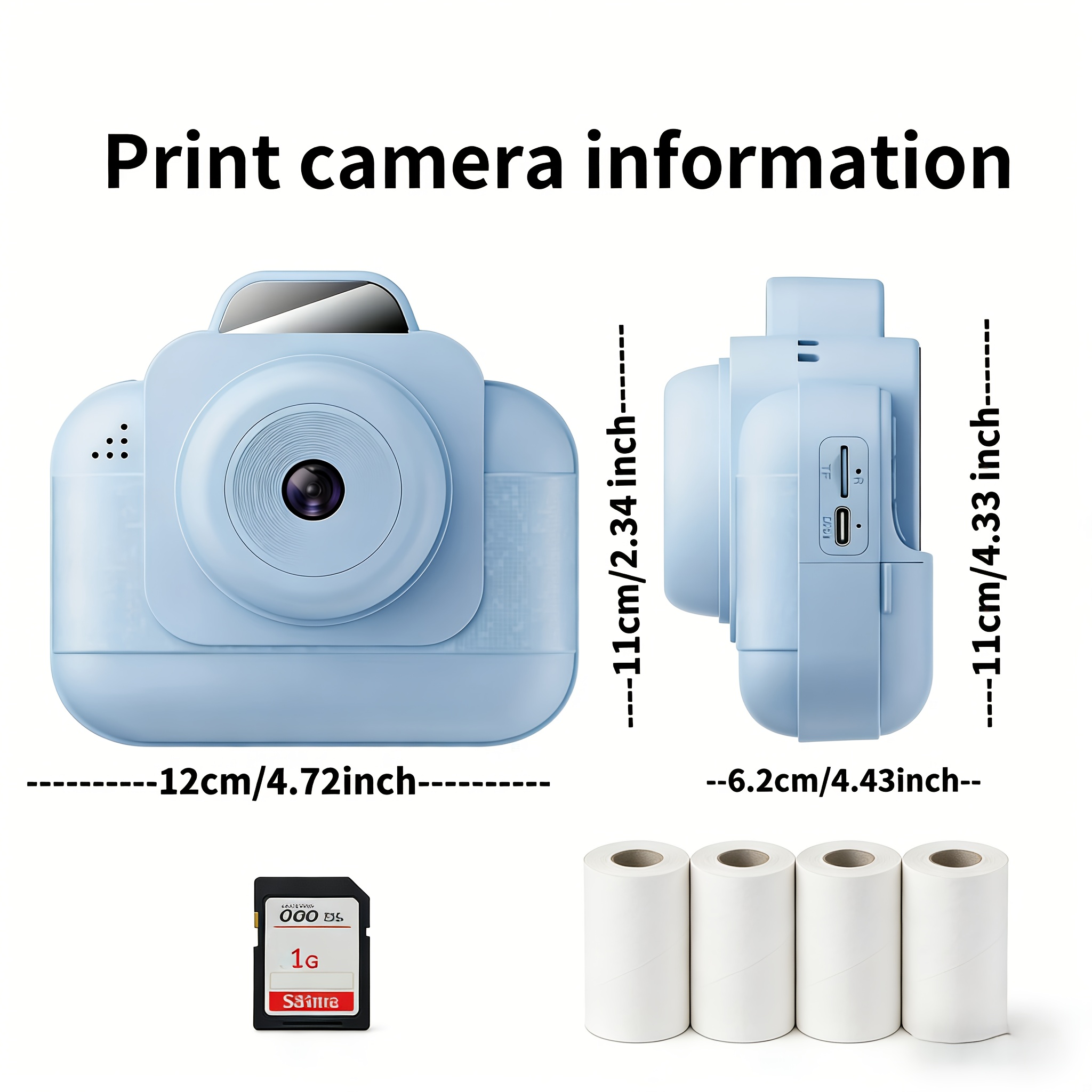 Thermal Printer - Stampante fotografica portatile (blu) con batteria